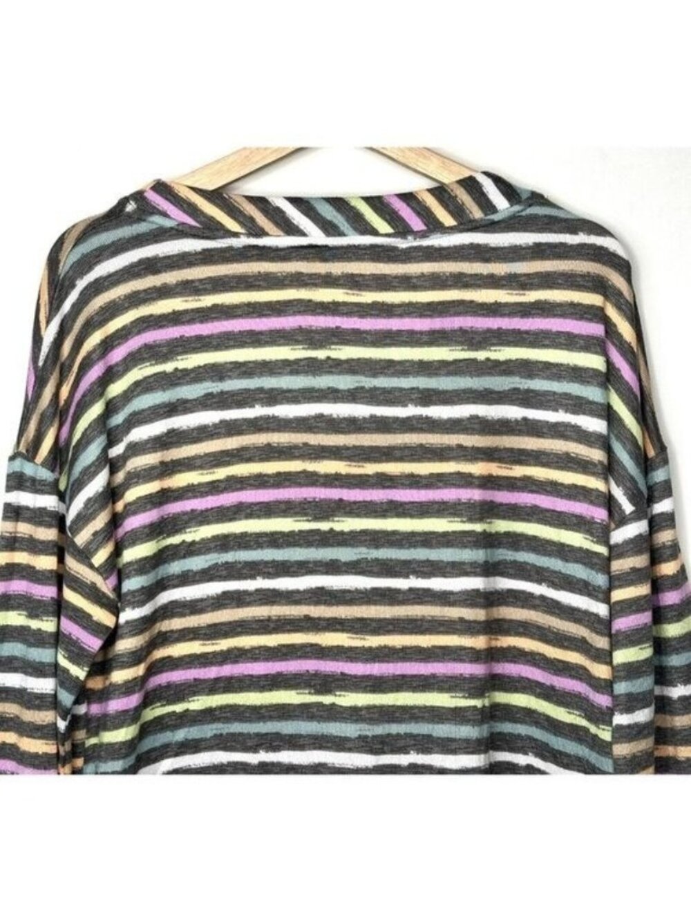 Joyspun Hacci Cardigan Womens Medium Rainbow Stripe Colorful V Neck Soft Knit - Picture 5 of 10